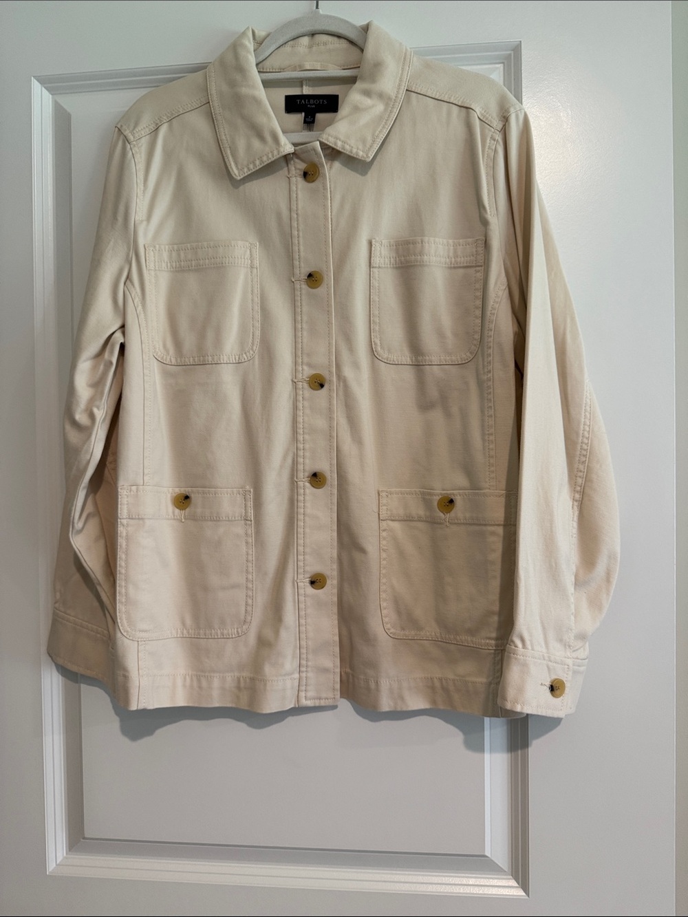 Talbots Cream Button-Front Utility Jacket